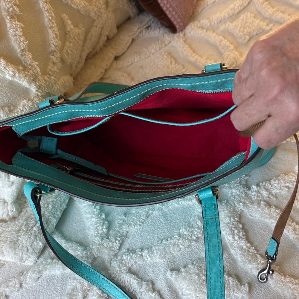 Dooney & Bourke Turquoise Leather Tote - Picture 6 of 16